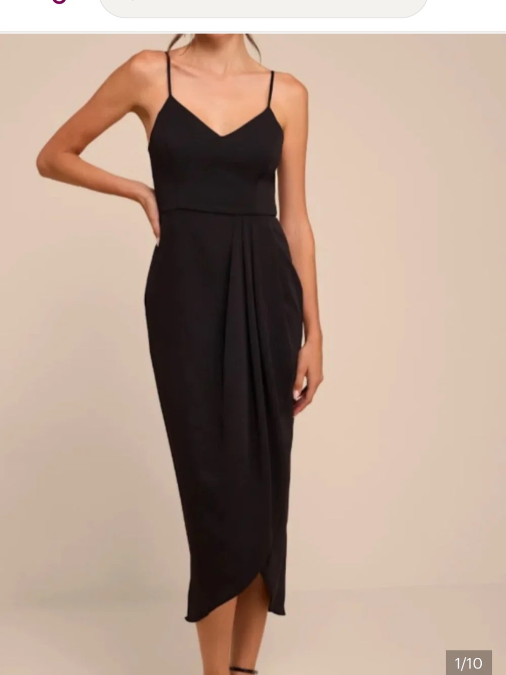 Lulu's Black Spaghetti-Strap Draped Midi Dress